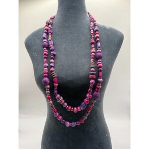 Chico's Purple and Pink Beaded Necklace